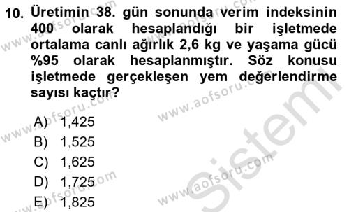 Hayvan Yetiştirme Dersi 2022 - 2023 Yılı (Final) Dönem Sonu Sınavı 10. Soru