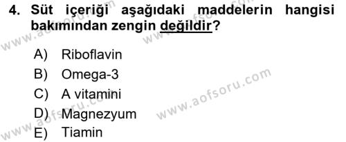 Hayvan Yetiştirme Dersi 2022 - 2023 Yılı Yaz Okulu Sınavı 4. Soru