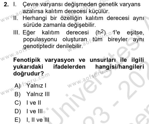 Hayvan Yetiştirme Dersi 2023 - 2024 Yılı (Final) Dönem Sonu Sınavı 2. Soru