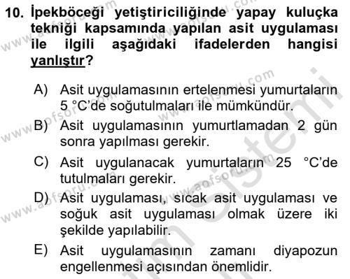 Hayvan Yetiştirme Dersi 2023 - 2024 Yılı Yaz Okulu Sınavı 10. Soru