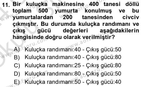 Hayvan Yetiştirme Dersi 2023 - 2024 Yılı Yaz Okulu Sınavı 11. Soru