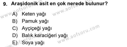 Hayvan Besleme Dersi 2022 - 2023 Yılı Yaz Okulu Sınavı 9. Soru