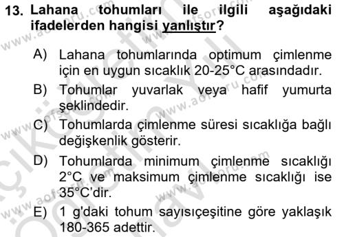 Bahçe Tarımı 2 Dersi 2020 - 2021 Yılı Yaz Okulu Sınavı 13. Soru