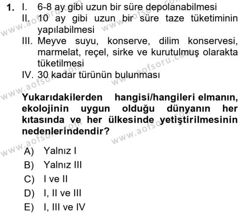 Bahçe Tarımı 2 Dersi 2021 - 2022 Yılı (Final) Dönem Sonu Sınavı 1. Soru