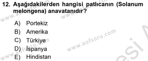 Bahçe Tarımı 2 Dersi 2021 - 2022 Yılı Yaz Okulu Sınavı 12. Soru