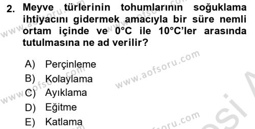 Bahçe Tarımı 2 Dersi 2023 - 2024 Yılı (Vize) Ara Sınavı 2. Soru