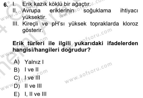 Bahçe Tarımı 2 Dersi 2023 - 2024 Yılı (Vize) Ara Sınavı 6. Soru