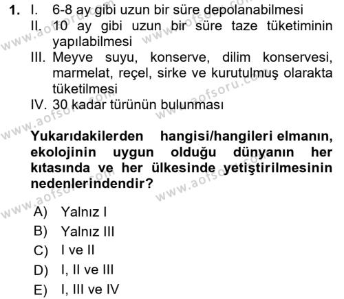 Bahçe Tarımı 2 Dersi 2023 - 2024 Yılı (Final) Dönem Sonu Sınavı 1. Soru