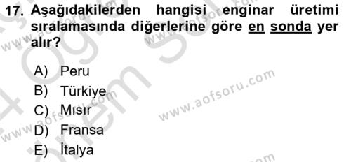 Bahçe Tarımı 2 Dersi 2023 - 2024 Yılı (Final) Dönem Sonu Sınavı 17. Soru