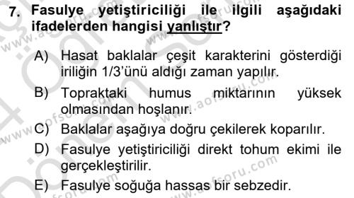 Bahçe Tarımı 2 Dersi 2023 - 2024 Yılı (Final) Dönem Sonu Sınavı 7. Soru