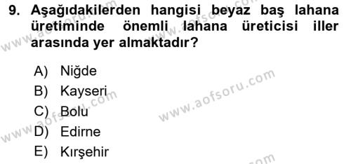 Bahçe Tarımı 2 Dersi 2023 - 2024 Yılı (Final) Dönem Sonu Sınavı 9. Soru