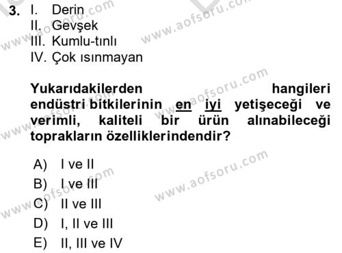 Tarla Bitkileri 2 Dersi 2023 - 2024 Yılı (Vize) Ara Sınavı 3. Soru