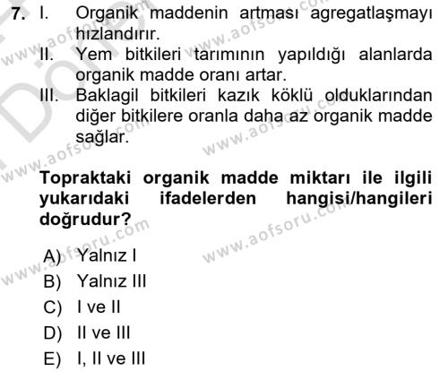 Tarla Bitkileri 2 Dersi 2023 - 2024 Yılı (Final) Dönem Sonu Sınavı 7. Soru