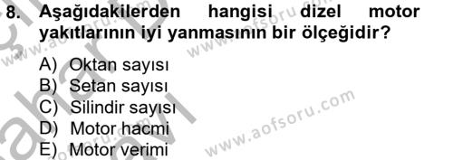 Tarım Alet ve Makinaları Dersi 2012 - 2013 Yılı (Vize) Ara Sınavı 8. Soru
