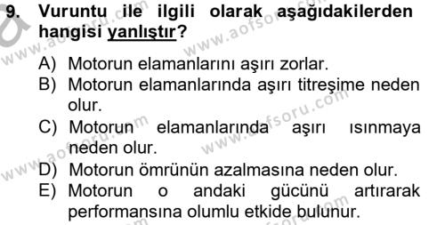Tarım Alet ve Makinaları Dersi 2012 - 2013 Yılı (Vize) Ara Sınavı 9. Soru