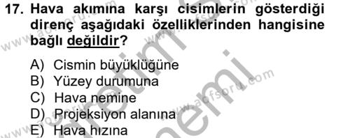 Tarım Alet ve Makinaları Dersi 2012 - 2013 Yılı (Final) Dönem Sonu Sınavı 17. Soru