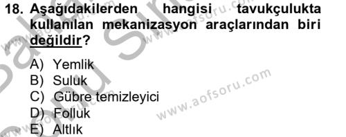 Tarım Alet ve Makinaları Dersi 2012 - 2013 Yılı (Final) Dönem Sonu Sınavı 18. Soru