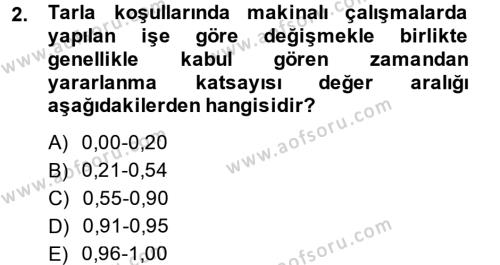 Tarım Alet ve Makinaları Dersi 2013 - 2014 Yılı (Vize) Ara Sınavı 2. Soru