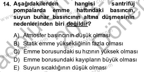 Tarım Alet ve Makinaları Dersi 2013 - 2014 Yılı (Final) Dönem Sonu Sınavı 14. Soru