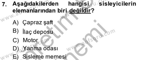 Tarım Alet ve Makinaları Dersi 2013 - 2014 Yılı (Final) Dönem Sonu Sınavı 7. Soru
