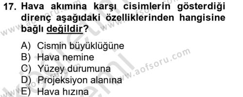 Tarım Alet ve Makinaları Dersi 2013 - 2014 Yılı Tek Ders Sınavı 17. Soru