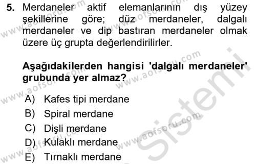 Tarım Alet ve Makinaları Dersi 2020 - 2021 Yılı Yaz Okulu Sınavı 5. Soru