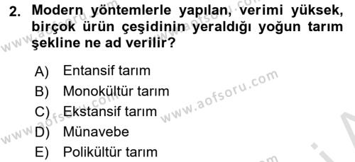 Tarım Alet ve Makinaları Dersi 2021 - 2022 Yılı Yaz Okulu Sınavı 2. Soru