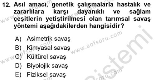 Tarım Alet ve Makinaları Dersi 2022 - 2023 Yılı Yaz Okulu Sınavı 12. Soru