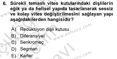 Tarım Alet ve Makinaları Dersi 2022 - 2023 Yılı Yaz Okulu Sınavı 6. Soru