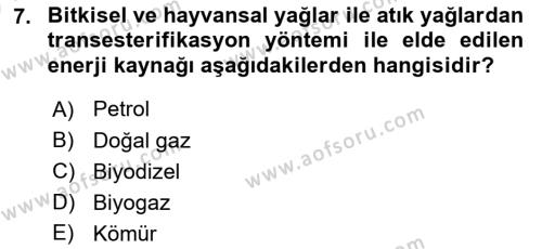 Tarım Alet ve Makinaları Dersi 2023 - 2024 Yılı (Vize) Ara Sınavı 7. Soru