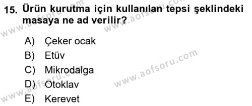 Tarım Alet ve Makinaları Dersi 2023 - 2024 Yılı (Final) Dönem Sonu Sınavı 15. Soru