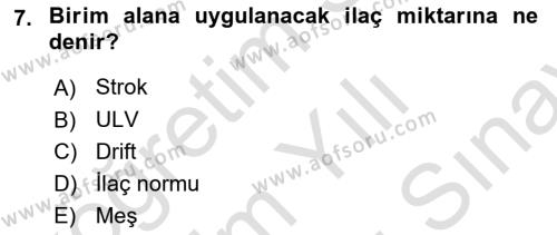 Tarım Alet ve Makinaları Dersi 2023 - 2024 Yılı (Final) Dönem Sonu Sınavı 7. Soru