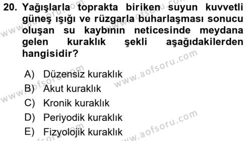 Fitopatoloji Dersi 2017 - 2018 Yılı (Vize) Ara Sınavı 20. Soru