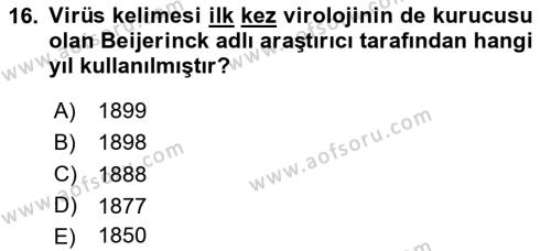 Fitopatoloji Dersi 2020 - 2021 Yılı Yaz Okulu Sınavı 16. Soru