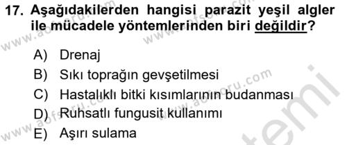 Fitopatoloji Dersi 2020 - 2021 Yılı Yaz Okulu Sınavı 17. Soru