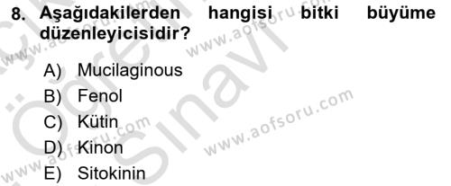 Fitopatoloji Dersi 2021 - 2022 Yılı Yaz Okulu Sınavı 8. Soru