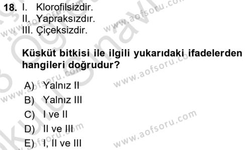 Fitopatoloji Dersi 2022 - 2023 Yılı Yaz Okulu Sınavı 18. Soru