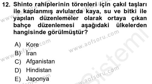 Peyzaj Çevre ve Tarım Dersi 2018 - 2019 Yılı (Vize) Ara Sınavı 12. Soru