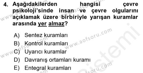 Peyzaj Çevre ve Tarım Dersi 2018 - 2019 Yılı (Vize) Ara Sınavı 4. Soru