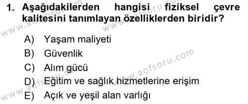 Peyzaj Çevre ve Tarım Dersi 2020 - 2021 Yılı Yaz Okulu Sınavı 1. Soru