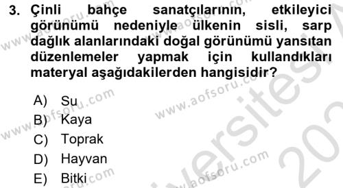 Peyzaj Çevre ve Tarım Dersi 2020 - 2021 Yılı Yaz Okulu Sınavı 3. Soru