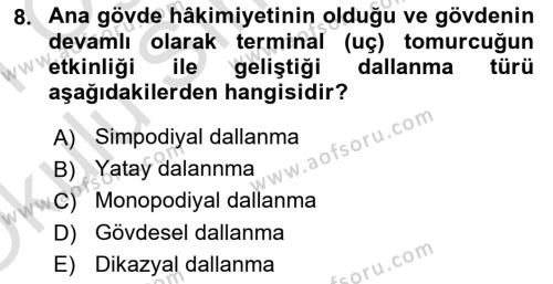 Peyzaj Çevre ve Tarım Dersi 2020 - 2021 Yılı Yaz Okulu Sınavı 8. Soru