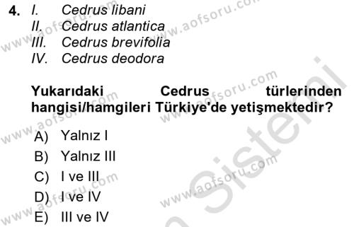 Peyzaj Çevre ve Tarım Dersi 2021 - 2022 Yılı (Final) Dönem Sonu Sınavı 4. Soru