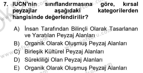 Peyzaj Çevre ve Tarım Dersi 2021 - 2022 Yılı Yaz Okulu Sınavı 7. Soru