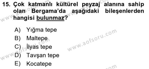 Peyzaj Çevre ve Tarım Dersi 2023 - 2024 Yılı (Vize) Ara Sınavı 15. Soru