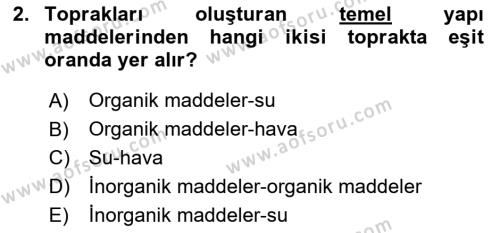 Peyzaj Çevre ve Tarım Dersi 2023 - 2024 Yılı (Vize) Ara Sınavı 2. Soru