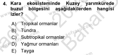 Peyzaj Çevre ve Tarım Dersi 2023 - 2024 Yılı (Vize) Ara Sınavı 4. Soru