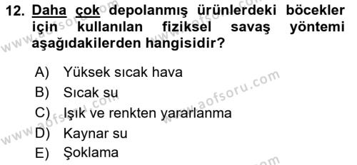 Entomoloji Dersi 2017 - 2018 Yılı (Final) Dönem Sonu Sınavı 12. Soru