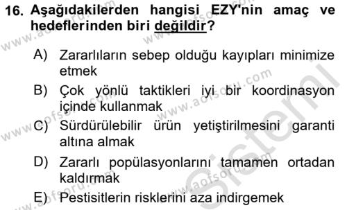 Entomoloji Dersi 2022 - 2023 Yılı Yaz Okulu Sınavı 16. Soru