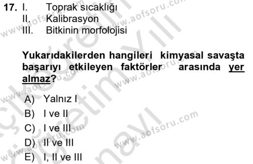 Entomoloji Dersi 2022 - 2023 Yılı Yaz Okulu Sınavı 17. Soru